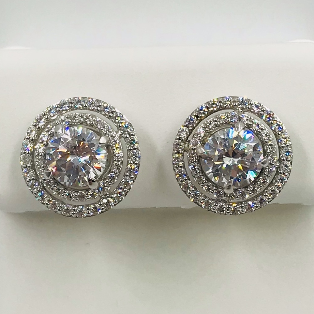 Stunning Double Halo CZ Earrings